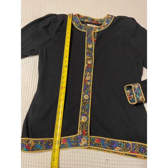 VTG Anne Crimmins for Umi Collections Black Floral Pleated Silk Skirt Set Med 10 - Picture 13 of 16